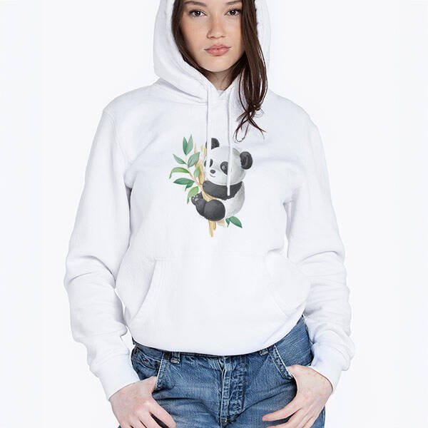 Sevimli Panda Kapşonlu Kadın Sweatshirt