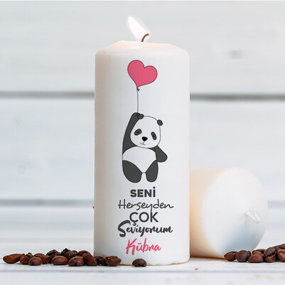 Sevimli Panda Romantik Mum - Thumbnail
