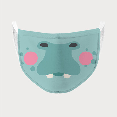 Sevimli Su Aygırı Tasarım Çocuk Maskesi - Thumbnail