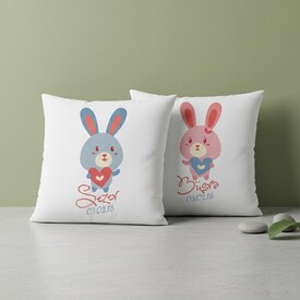  - Sevimli Tavşanlar İkili Yastık Seti