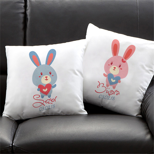 Sevimli Tavşanlar İkili Yastık Seti