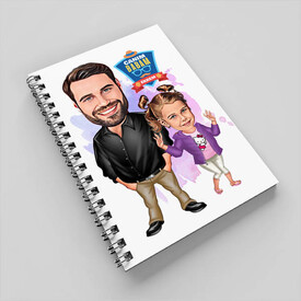 Şık Baba ve Kızı Karikatürlü Defter - Thumbnail