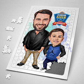  - Şık Baba ve Oğlu Karikatürlü Puzzle