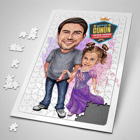  - Şık Baba ve Prenses Kızı Karikatürlü Puzzle