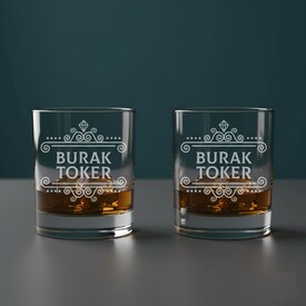  - Şık Kutusunda İsimli İkili Prestige Glass Viski Bardağı