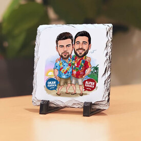 Sıkı Dostlar Karikatürlü Taş Baskı - Thumbnail