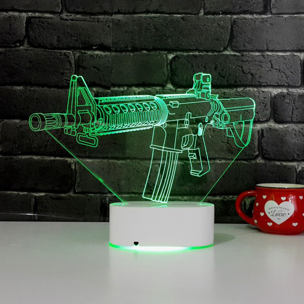 Silah Tasarımlı 3D LED Lamba