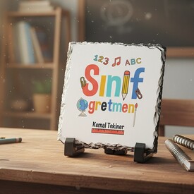  - Sınıf Öğretmenine Hediye Kare Taş Baskı