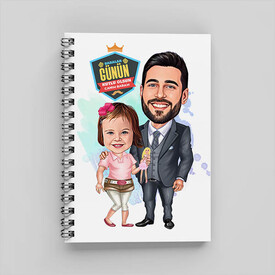 Şirin Kız ve Babası Karikatürlü Defter - Thumbnail