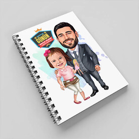 Şirin Kız ve Babası Karikatürlü Defter - Thumbnail