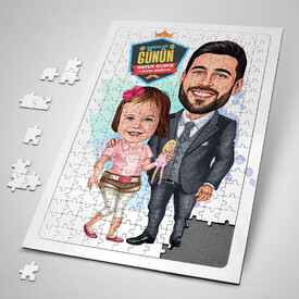  - Şirin Kız ve Babası Karikatürlü Puzzle