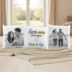  - Siyah Beyaz Sonsuz Aşkımız 3'lü yastık Seti