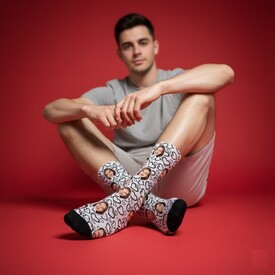  - Siyah Kalpler Karikatürlü Sevgiliye Özel Çorap