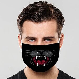 Siyah Panter Ağzı Tasarımlı Maske - Thumbnail