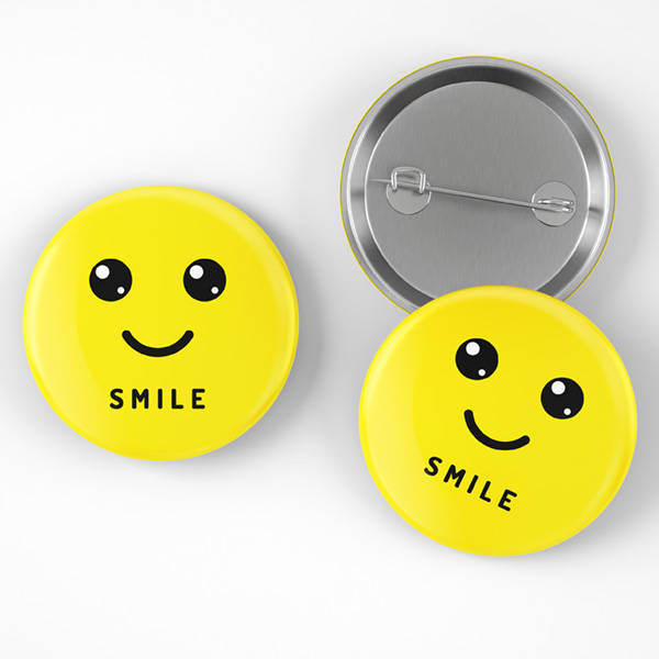 Smile Emoji Tasarımlı Buton Rozet
