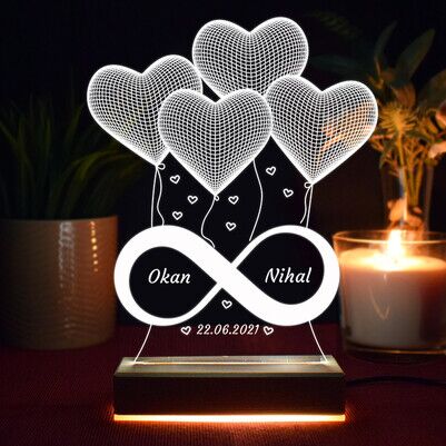 Sonsuz Aşkımız 3D Led Gece Lambası - Thumbnail