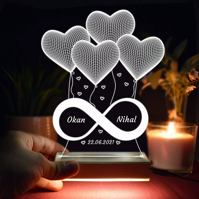 Sonsuz Aşkımız 3D Led Gece Lambası
