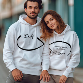 Sonsuza Dek Seninle Kapşonlu Sevgili Sweatshirt - Thumbnail