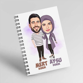 Sonsuza Dek Seninle Sevgilim Karikatürlü Defter - Thumbnail