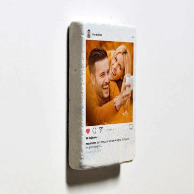 Sosyal Medya Tasarımlı Taş Buzdolabı Magneti - Thumbnail