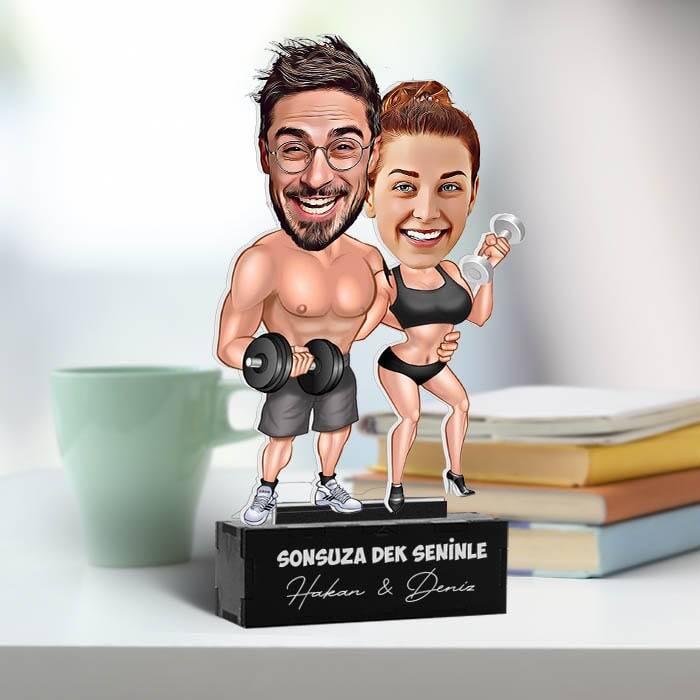Sporcu Çiftler Karikatürlü Biblo