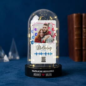  - Spotify Ses İzi Birthday Tasarımlı Işıklı Fanus