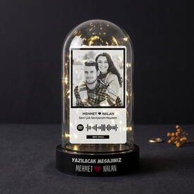  - Spotify Ses İzi Tasarımlı Işıklı Fanus