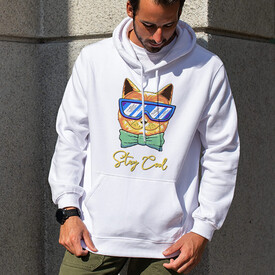 Stay Cool Tasarımlı Kapşonlu Sweatshirt - Thumbnail