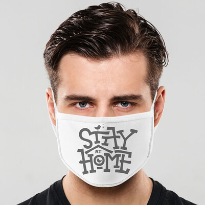 Stay Home Tasarım Yıkanabilir Maske - Thumbnail