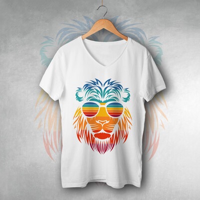 Summer Lion Tasarım Unisex Tişört - Thumbnail