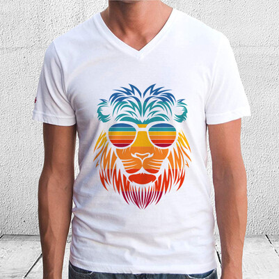 Summer Lion Tasarım Unisex Tişört - Thumbnail