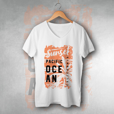 Sunset Pacific Ocean Unisex Tişört - Thumbnail