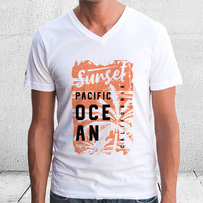 Sunset Pacific Ocean Unisex Tişört - Thumbnail