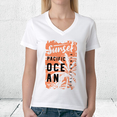 Sunset Pacific Ocean Unisex Tişört - Thumbnail