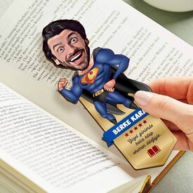 Süper Adam Karikatürlü Kitap Okuma Ayracı - Thumbnail