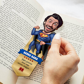 Süper Adam Karikatürlü Kitap Okuma Ayracı - Thumbnail