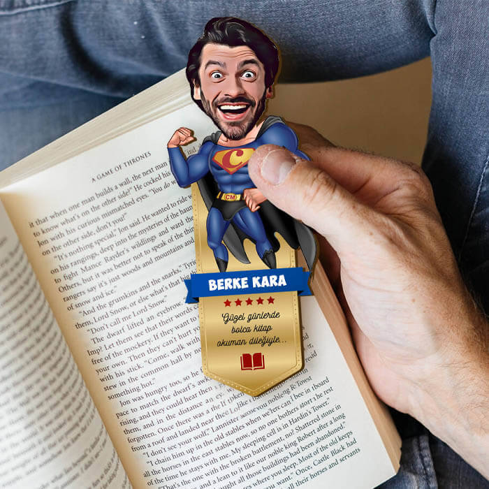 Süper Adam Karikatürlü Kitap Okuma Ayracı