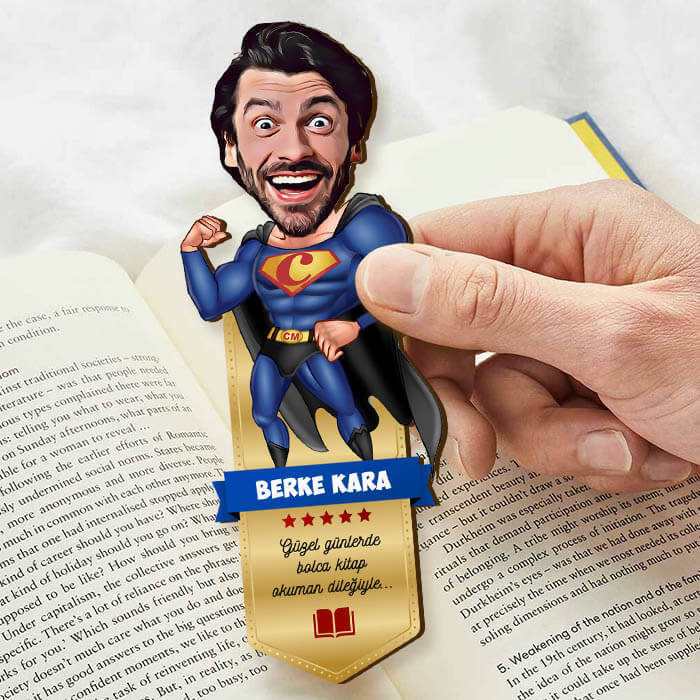 Süper Adam Karikatürlü Kitap Okuma Ayracı