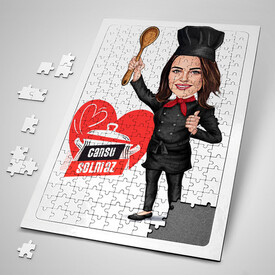  - Süper Aşçı Kadın Karikatürlü Puzzle