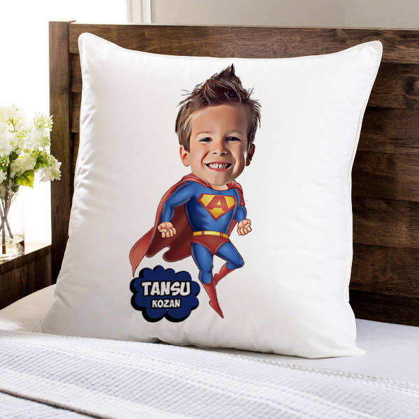 Süper Çocuk Karikatürlü Yastık