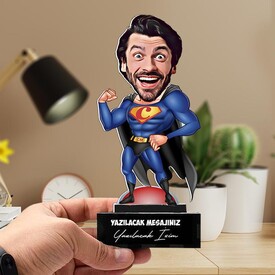 Süper Güçleri Olan Adam Karikatürlü Biblo - Thumbnail