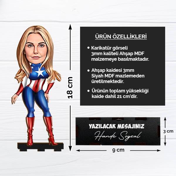 Süper Güçleri Olan Kadın Karikatürlü Biblo
