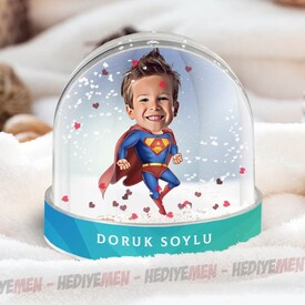 Süper Kahraman Çocuk Karikatürlü Kar Küresi - Thumbnail