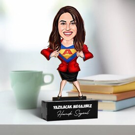 Süper Kahraman Kadın Karikatürlü Biblo - Thumbnail