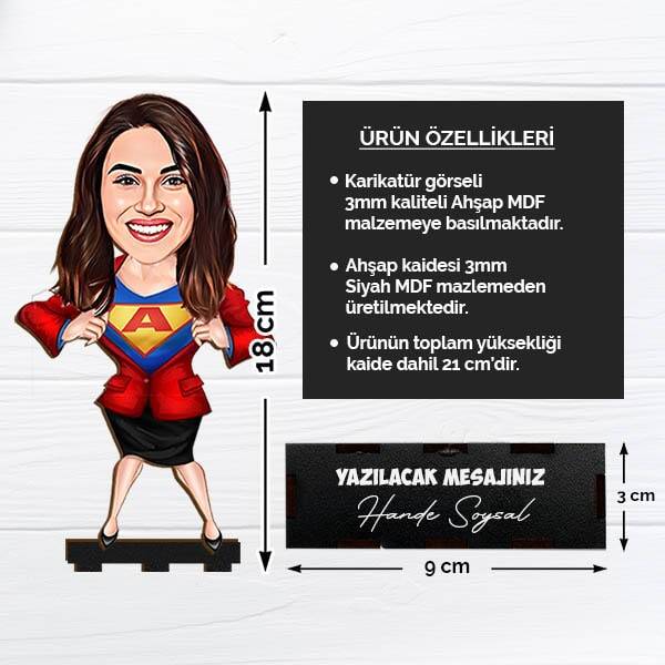 Süper Kahraman Kadın Karikatürlü Biblo