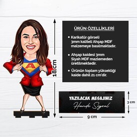 Süper Kahraman Kadın Karikatürlü Biblo - Thumbnail