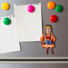 Süper Kahraman Kadın Karikatürlü Buzdolabı Magneti - Thumbnail