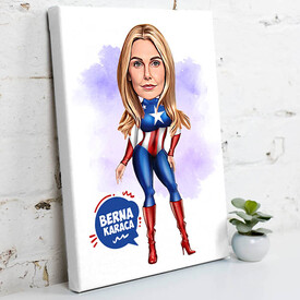 Süper Kahraman Kadın Karikatürlü Tablo - Thumbnail