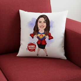  - Süper Kahraman Kadın Karikatürlü Yastık