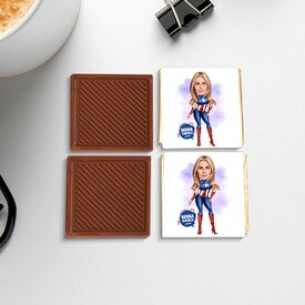 Süper Kahraman Kız Karikatürlü Çikolata Kutusu - Thumbnail